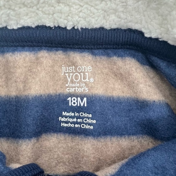just one you By Carter’s Blue Brown Fleece Vest and Jogger Set Size 12 Months - Picture 2 of 9